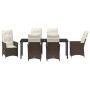 Juego de Comedor de Jardín de 7 Piezas con Cojines Marrón de Poliratán by , Garden chairs - Ref: Foro24-3379546, Price: 800,0...
