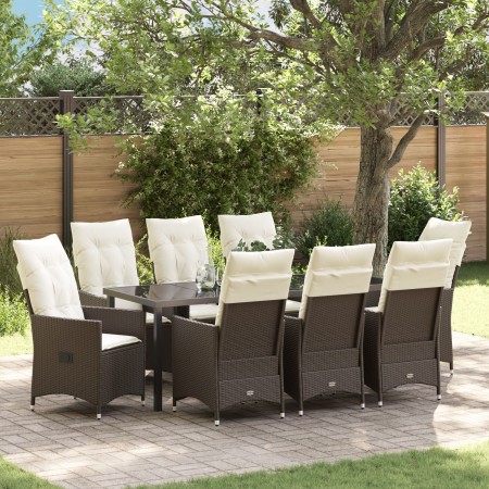 Conjunto de Comedor de Jardín de 9 Piezas con Cojines Ratan Sintético Marrón | Foro24.es | Tu tienda online para hogar, jardín y más Foro24.es