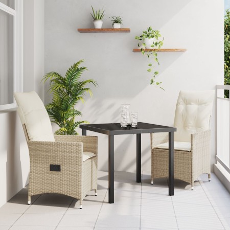 Set de Comedor de Jardín de 3 Piezas con Cojines Beige Poliratán by , Garden chairs - Ref: Foro24-3379555, Price: 302,23 €, D...