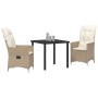 Set de Comedor de Jardín de 3 Piezas con Cojines Beige Poliratán by , Garden chairs - Ref: Foro24-3379555, Price: 302,23 €, D...