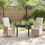 Set de Comedor de Jardín de 3 Piezas con Cojines Beige Poliratán by , Garden chairs - Ref: Foro24-3379555, Price: 302,23 €, D...