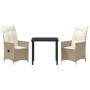 Set de Comedor de Jardín de 3 Piezas con Cojines Beige Poliratán by , Garden chairs - Ref: Foro24-3379555, Price: 302,23 €, D...