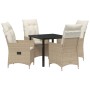 Set de comedor de jardín de 5 piezas con cojines Beige Rattán poliéster by , Garden chairs - Ref: Foro24-3379556, Price: 514,...