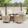 Set de comedor de jardín de 5 piezas con cojines Beige Rattán poliéster by , Garden chairs - Ref: Foro24-3379556, Price: 514,...