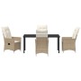 Set de Comedor de Jardín de 5 Piezas con Cojines Beige Rattán Poliéster von , Gartenstühle - Ref: Foro24-3379558, Preis: 554,...