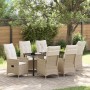 Conjunto de Comedor de Jardín de 7 Piezas con Cojines, Poliratán Beige by , Garden chairs - Ref: Foro24-3379559, Price: 760,0...