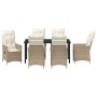 Conjunto de Comedor de Jardín de 7 Piezas con Cojines, Poliratán Beige by , Garden chairs - Ref: Foro24-3379559, Price: 760,0...