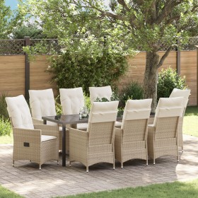 Set de Comedor de Jardín de 9 Piezas con Cojines