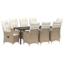 Set de Comedor de Jardín de 9 Piezas con Cojines Beige Poliratán | Foro24.es | Tu tienda online para hogar, jardín y más Foro24.es