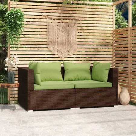 2-seater sofa with brown synthetic rattan cushions by vidaXL, Garden sets - Ref: Foro24-317553, Price: 238,82 €, Discount: %