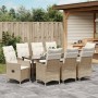 Set de Comedor de Jardín de 9 Piezas con Cojines Beige Poliratán | Foro24.es | Tu tienda online para hogar, jardín y más Foro24.es