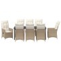 Set de Comedor de Jardín de 9 Piezas con Cojines Beige Poliratán | Foro24.es | Tu tienda online para hogar, jardín y más Foro24.es