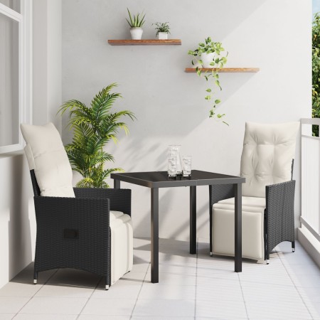 Conjunto de Comedor de Jardín de 3 Piezas con Cojines Poliratán Negro von , Gartenstühle - Ref: Foro24-3379562, Preis: 307,74...