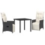 Conjunto de Comedor de Jardín de 3 Piezas con Cojines Poliratán Negro von , Gartenstühle - Ref: Foro24-3379562, Preis: 307,74...