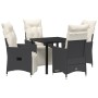 Conjunto de comedor de jardín de 5 piezas con cojines en poliratán negro by , Garden chairs - Ref: Foro24-3379563, Price: 516...