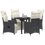 Conjunto de comedor de jardín de 5 piezas con cojines en poliratán negro by , Garden chairs - Ref: Foro24-3379563, Price: 516...