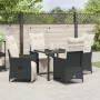 Conjunto de comedor de jardín de 5 piezas con cojines en poliratán negro by , Garden chairs - Ref: Foro24-3379563, Price: 516...