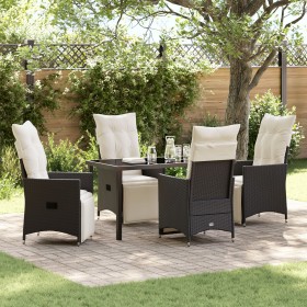 Juego de Comedor de Jardín de 5 Piezas con Cojines Negro Poliratán von , Gartenstühle - Ref: Foro24-3379564, Preis: 539,45 €,...