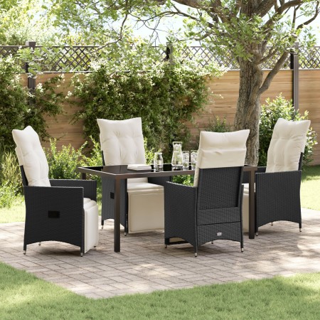 Juego de comedor de jardín de 5 piezas con cojines Polirratán negro de , Sillas de jardín - Ref: Foro24-3379565, Precio: 566,...