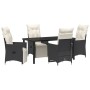 Juego de comedor de jardín de 5 piezas con cojines Polirratán negro de , Sillas de jardín - Ref: Foro24-3379565, Precio: 566,...