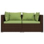 2-seater sofa with brown synthetic rattan cushions by vidaXL, Garden sets - Ref: Foro24-317553, Price: 243,21 €, Discount: %