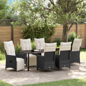 Set de Comedor de Jardín de 7 Piezas con Cojines Poliratán Negro by , Garden chairs - Ref: Foro24-3379567, Price: 786,03 €, D...