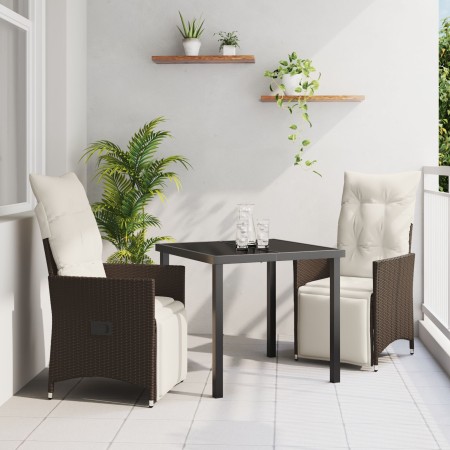 Juego de Comedor de Jardín de 3 Piezas con Cojines Marrón Ratán Poliéster | Foro24.es | Tu tienda online para hogar, jardín y más Foro24.es