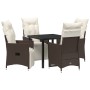 Set de Comedor de Jardín de 5 Piezas de con Cojines Marrón Poliratán | Foro24.es | Tu tienda online para hogar, jardín y más Foro24.es