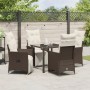 Set de Comedor de Jardín de 5 Piezas de con Cojines Marrón Poliratán | Foro24.es | Tu tienda online para hogar, jardín y más Foro24.es
