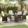Set de Comedor de Jardín de 5 Piezas con Cojines Poliratán Marrón | Foro24.es | Tu tienda online para hogar, jardín y más Foro24.es