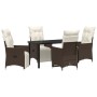 Set de Comedor de Jardín de 5 Piezas con Cojines Poliratán Marrón | Foro24.es | Tu tienda online para hogar, jardín y más Foro24.es
