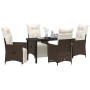Set de Comedor de Jardín de 5 Piezas con Cojines Poliratán Marrón | Foro24.es | Tu tienda online para hogar, jardín y más Foro24.es