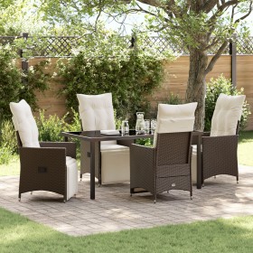 Juego de Comedor de Jardín de 5 Piezas con Cojines Marrón de Poliratán de , Sillas de jardín - Ref: Foro24-3379572, Precio: 5...