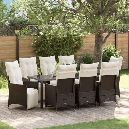 Juego de Comedor de Jardín de 9 Piezas con Cojines Rattan Polipropileno Marrón | Foro24.es | Tu tienda online para hogar, jardín y más Foro24.es