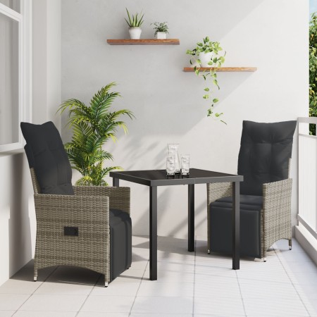 Set de Comedor de Jardín de 3 Piezas con Cojines Gris Poliratán von , Gartenstühle - Ref: Foro24-3379576, Preis: 340,55 €, Ra...
