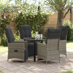 Set de Comedor de Jardín de 5 Piezas con Cojines Gris Polirratán by , Garden chairs - Ref: Foro24-3379577, Price: 573,60 €, D...