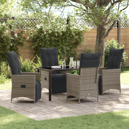 Juego de Comedor de Jardín de 5 piezas con Cojines Gris Poliratán von , Gartenstühle - Ref: Foro24-3379578, Preis: 597,66 €, ...