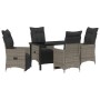 Juego de Comedor de Jardín de 5 piezas con Cojines Gris Poliratán von , Gartenstühle - Ref: Foro24-3379578, Preis: 597,66 €, ...