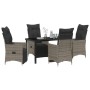 Juego de Comedor de Jardín de 5 piezas con Cojines Gris Poliratán von , Gartenstühle - Ref: Foro24-3379578, Preis: 597,66 €, ...