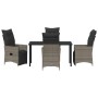 Juego de Comedor de Jardín de 5 piezas con Cojines Gris Poliratán von , Gartenstühle - Ref: Foro24-3379578, Preis: 597,66 €, ...