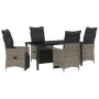 Juego de Comedor de Jardín de 5 Piezas con Cojines Gris Poliratán von , Gartenstühle - Ref: Foro24-3379579, Preis: 614,67 €, ...