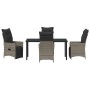 Juego de Comedor de Jardín de 5 Piezas con Cojines Gris Poliratán de , Sillas de jardín - Ref: Foro24-3379579, Precio: 641,13 €