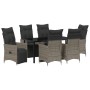 Set de Comedor de Jardín de 7 Piezas con Cojines Gris Polirratán de , Sillas de jardín - Ref: Foro24-3379580, Precio: 887,58 €
