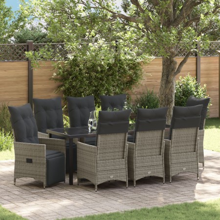 Juego de Comedor de Jardín de 9 Piezas con Cojines Gris Poliratán von , Gartenstühle - Ref: Foro24-3379582, Preis: 1,00 €, Ra...