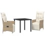 Juego de Comedor de Jardín de 3 Piezas con Cojines Beige Poliratán by , Garden chairs - Ref: Foro24-3379583, Price: 362,31 €,...