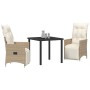 Juego de Comedor de Jardín de 3 Piezas con Cojines Beige Poliratán by , Garden chairs - Ref: Foro24-3379583, Price: 362,31 €,...