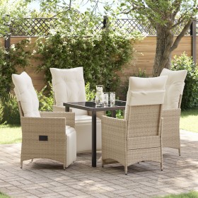 Set de Comedor de Jardín de 5 Piezas con Cojines Beige Poliratán de , Sillas de jardín - Ref: Foro24-3379584, Precio: 626,66 ...