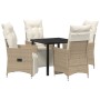 Set de Comedor de Jardín de 5 Piezas con Cojines Beige Poliratán von , Gartenstühle - Ref: Foro24-3379584, Preis: 626,66 €, R...