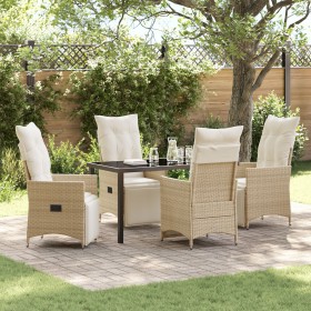 Set de Comedor de Jardín de 5 Piezas con Cojines Beige Poliratán von , Gartenstühle - Ref: Foro24-3379585, Preis: 652,44 €, R...