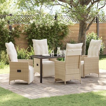 Set de Comedor de Jardín de 5 Piezas con Cojines Beige Poliratán by , Garden chairs - Ref: Foro24-3379585, Price: 652,44 €, D...